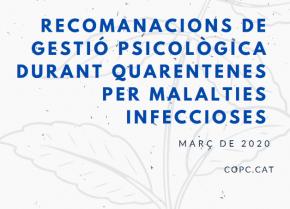 El COPC publica una guia de gesti psicolgica davant quarantenes per malalties infeccioses